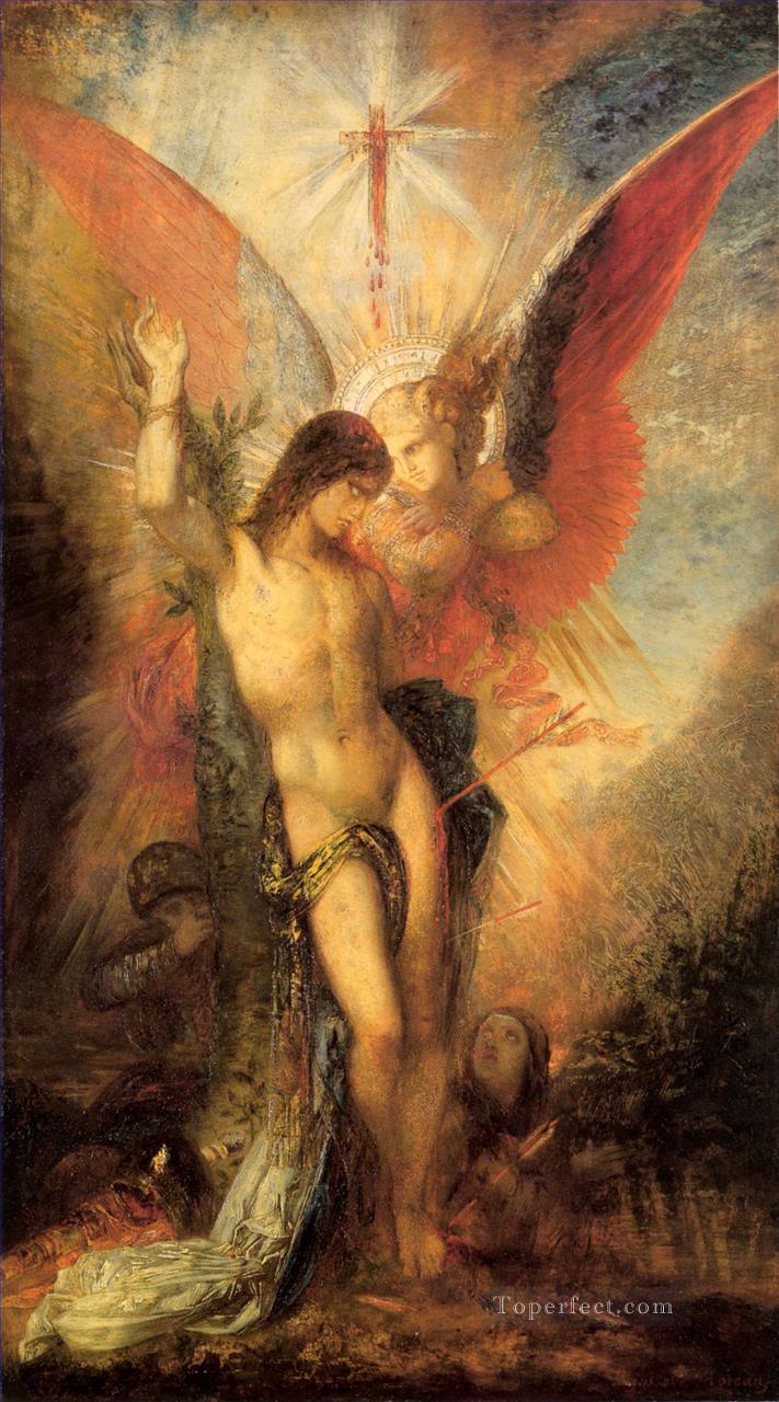 San Sebastián y el ángel Simbolismo mitológico bíblico Gustave Moreau Pintura al óleo